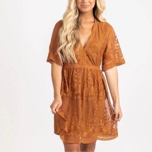 Haute Monde Burnt Orange Boho Dress